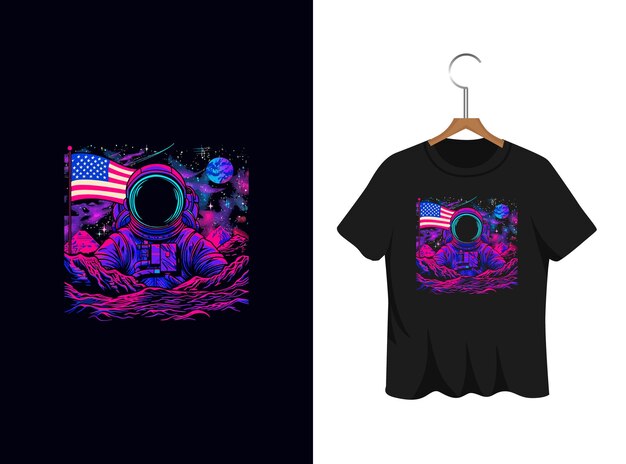 Vecteur design de t-shirt pour astronaute