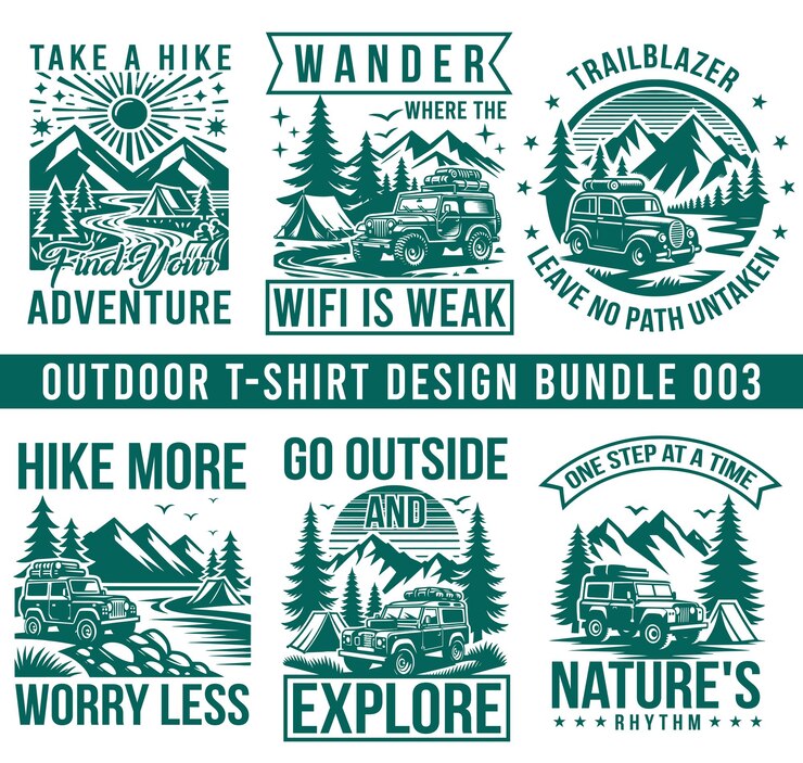 Vecteur design de t-shirt de randonnée en montagne, de camping, de design vectoriel de paquets