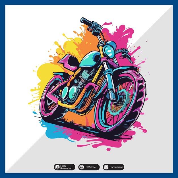 Vecteur design de t-shirt de style urbain vectoriel de moto coloré