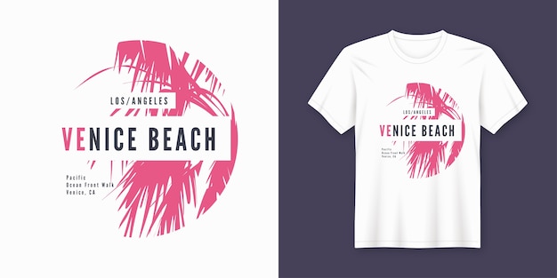 Design Tendance De T-shirt Et De Vêtements Venice Beach Avec Palmier