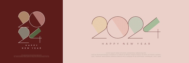 Design Unique D'année Nouvelle 2024 Avec Des Chiffres Minces Avec Des Rayures Colorées Design Vectoriel De Nombres Premium Pour La Célébration De L'année Nouvelle 2024.