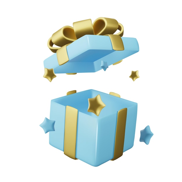Design de vacances réaliste avec boîte cadeau ouverte objet de rendu 3D affiche web de bannière de vacances illustration vectorielle de carte de vœux