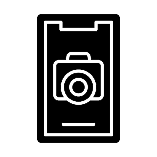 Vecteur design vectoriel du style de l'icône de la caméra mobile