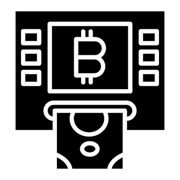 Design vectoriel du style d'icône du guichet automatique de crypto-monnaie