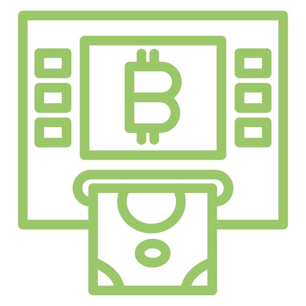 Design vectoriel du style d'icône du guichet automatique de crypto-monnaie