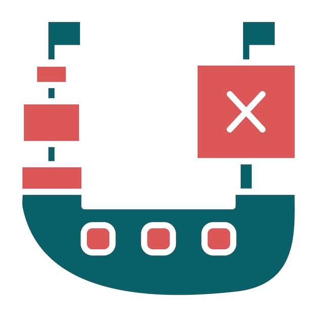 Vecteur design vectoriel du style de l'icône du navire pirate