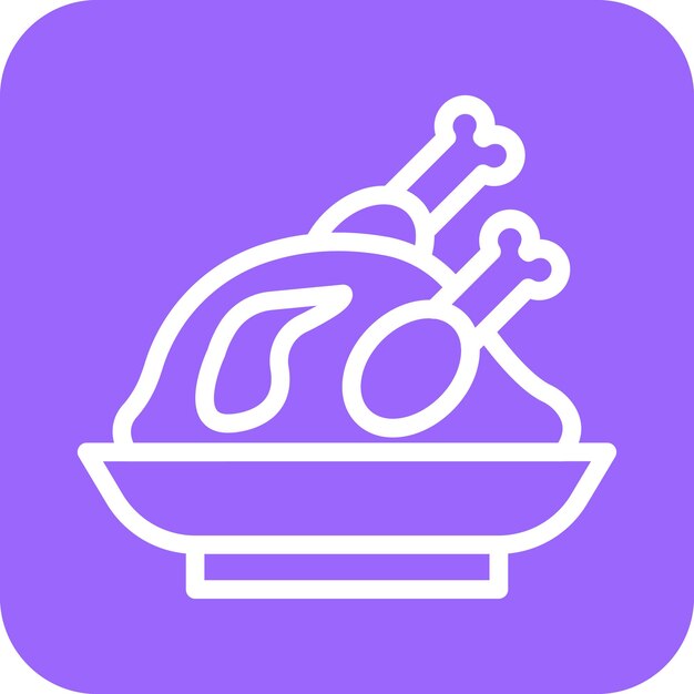 Design vectoriel du style de l'icône du poulet rôti
