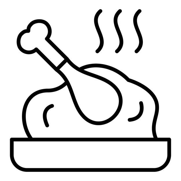 Vecteur design vectoriel du style de l'icône du poulet rôti
