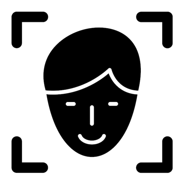 Design vectoriel du style de l'icône de l'identification du visage
