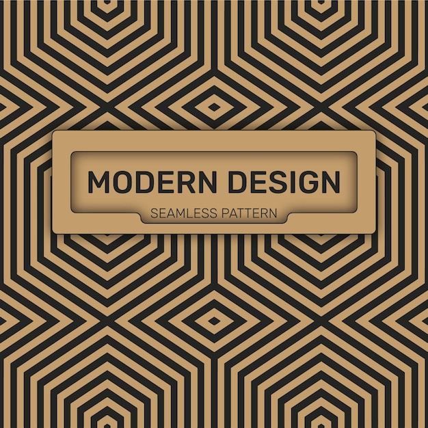 Design vectoriel moderne Fond or et noir avec des motifs géométriques sans soudure