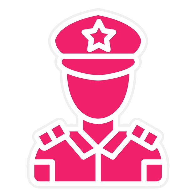 Design vectoriel style d'icône d'officier militaire