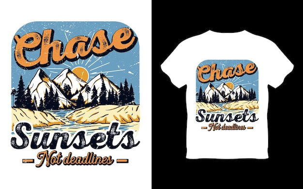 Vecteur design vectoriel de t-shirt d'exploration de la nature aventure montagne rétro illustration de style vintage