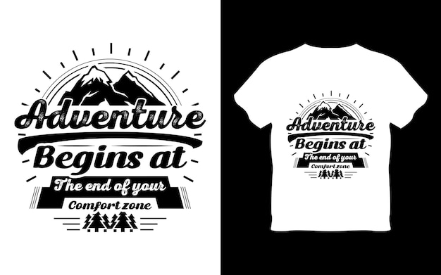 Vecteur design vectoriel de t-shirt d'exploration de la nature aventure montagne rétro illustration de style vintage