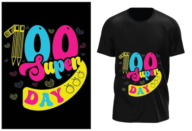 Vecteur designes de t-shirts scolaires 100 jours d'école t-shirt design de t-shirt scolaire