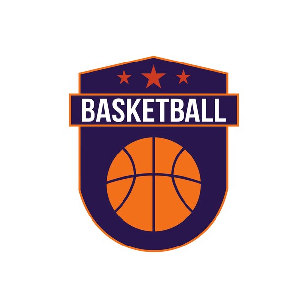 Vecteur designs de l'emblème du club de basket-ball avec balle illustration vectorielle du badge sportif