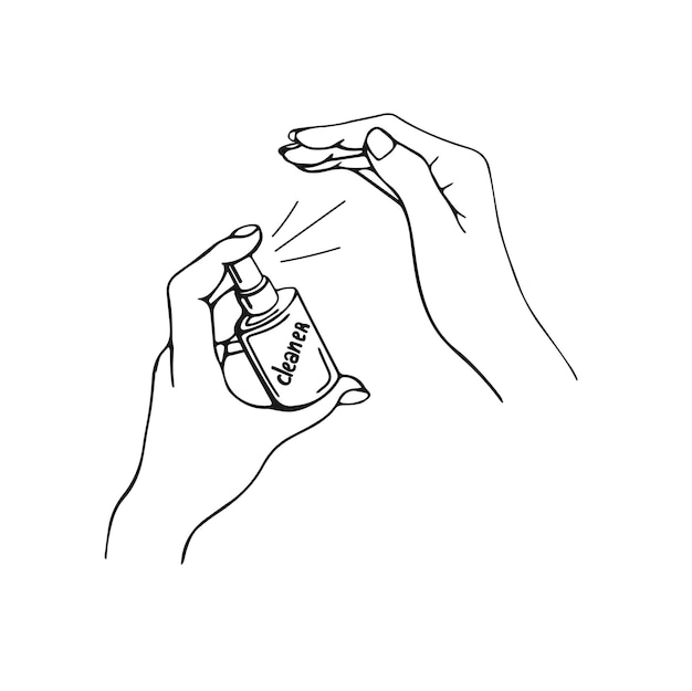 Désinfection des mains illustration dessinée à la main