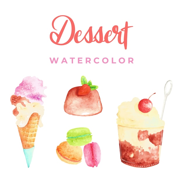 Vecteur dessert aquarelle