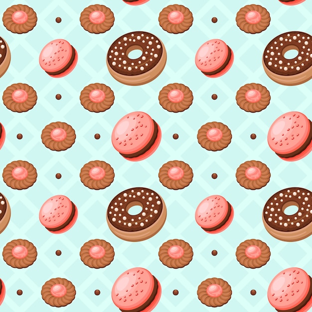 Vecteur dessert cookies pattern