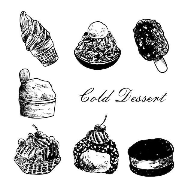 Vecteur des desserts froids