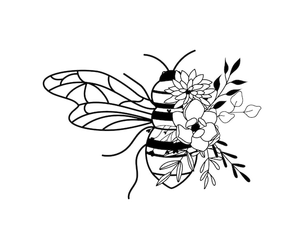 Dessin d'abeille fleur