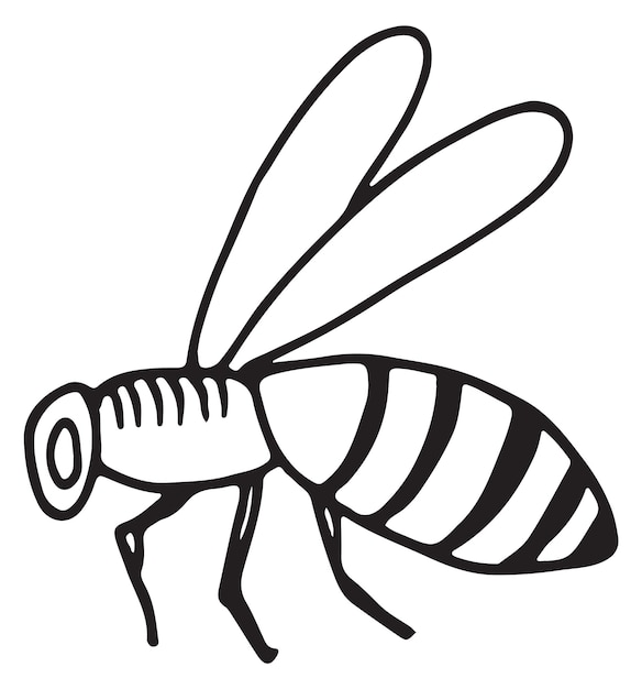 Dessin d'abeille à miel Doodle d'insecte volant de ruche