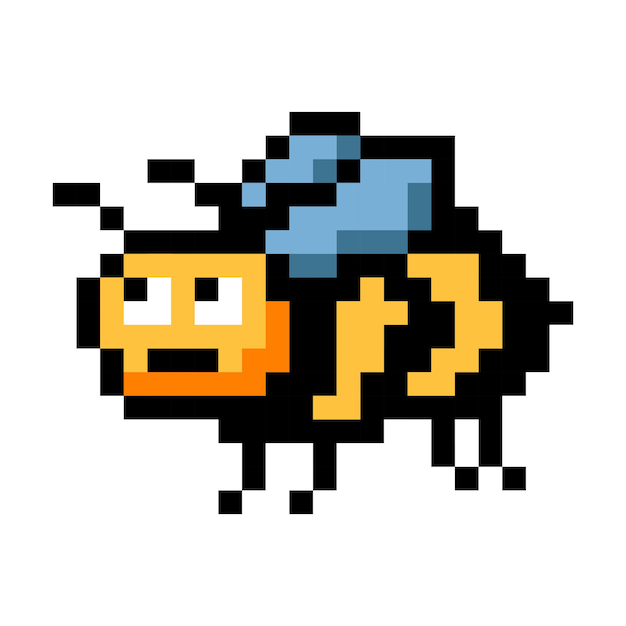 Dessin D'abeille Mignon Dans Un Style Pixel