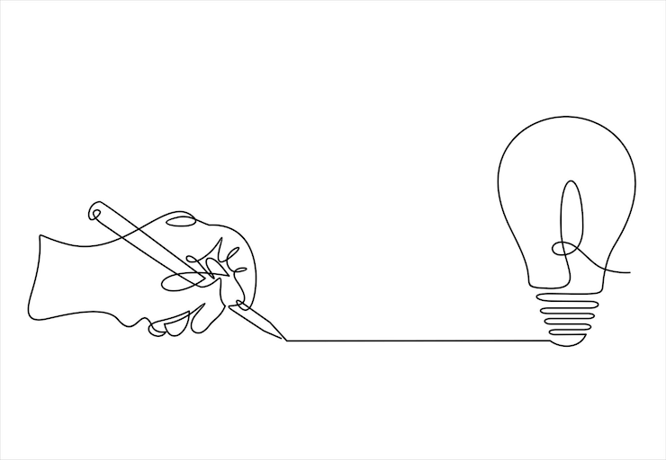 Vecteur un dessin d'une ampoule avec un crayon dessiné sur elle