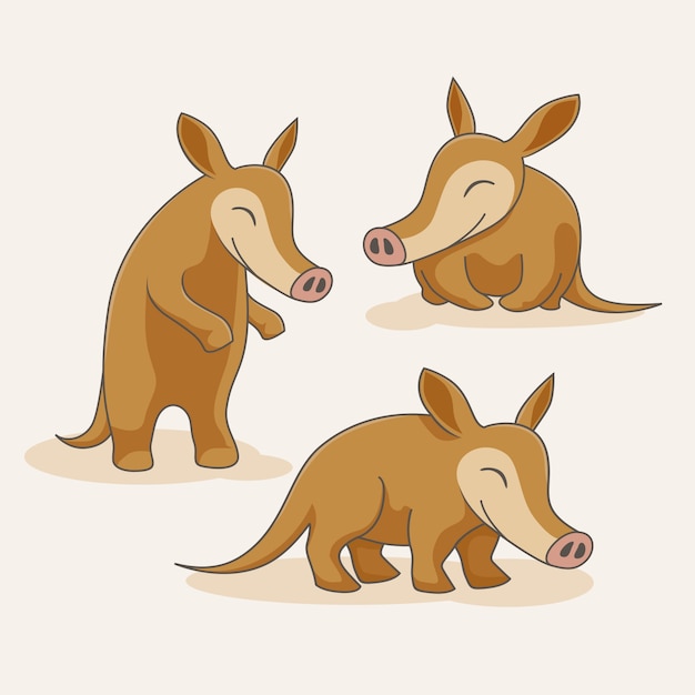 Dessin Animé Aardvark Animaux Mignons