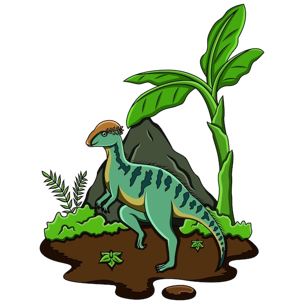 Vecteur dessin animé amargasaurus dans la jungle