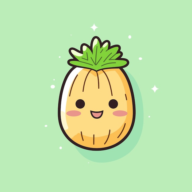 Un dessin animé d'un ananas avec un sourire dessus