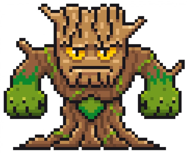 Dessin Animé Arbre Monstre Pixel Design