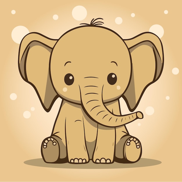 Vecteur un dessin animé d'un bébé éléphant avec un fond marron.