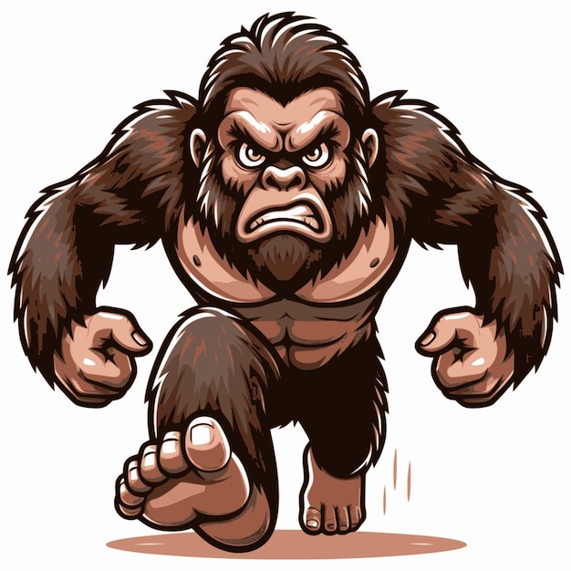 dessin animé Bigfoot sur fond blanc