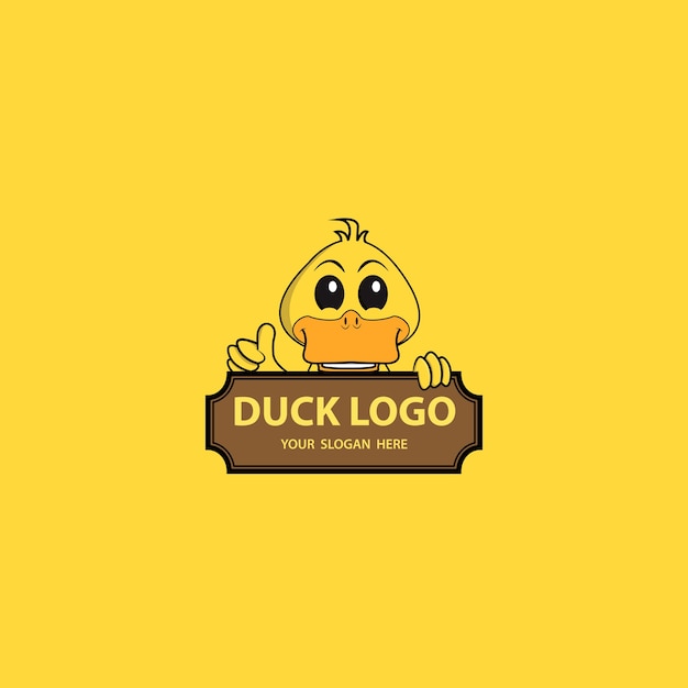 Vecteur dessin animé de canard jaune donnant le logo de thumps