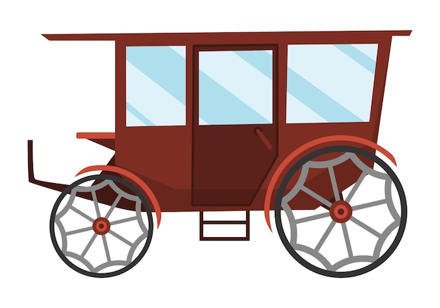 Vecteur dessin animé de chariot transport vintage avec de vieilles roues