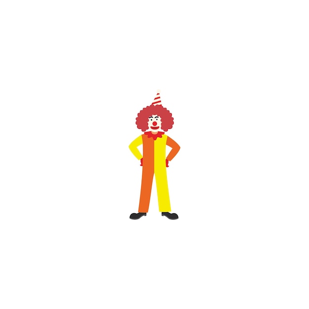 Vecteur un dessin animé d'un clown avec un haut rouge et un fond blanc