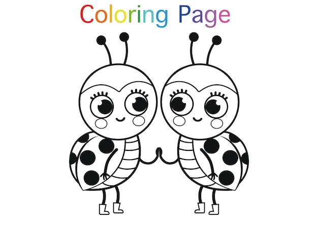 Dessin Animé Coccinelles Pour Coloriage Activité Illustration Vectorielle
