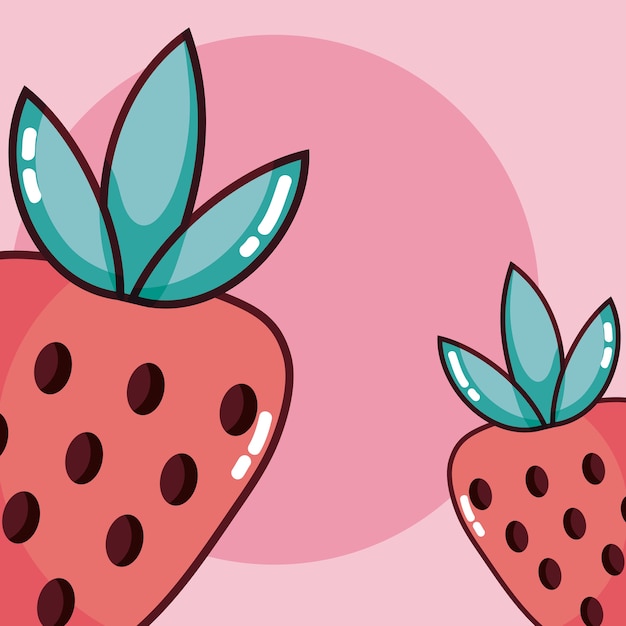 Dessin animé coloré de fraises fruits