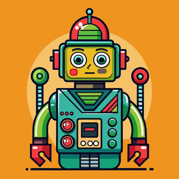 un dessin animé coloré d'un robot avec les mots robot dessus