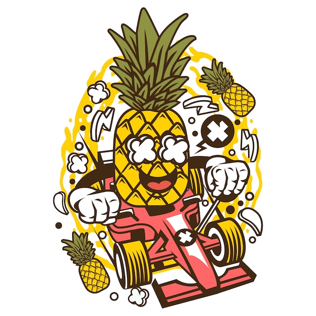 Dessin Animé De Course De Formule D'ananas