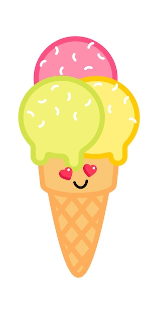 Dessin Animé Crème Glacée Sweet Food Icon Vector Illustration