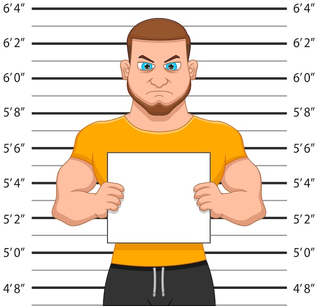 Dessin Animé Criminel Mugshot Au Poste De Police