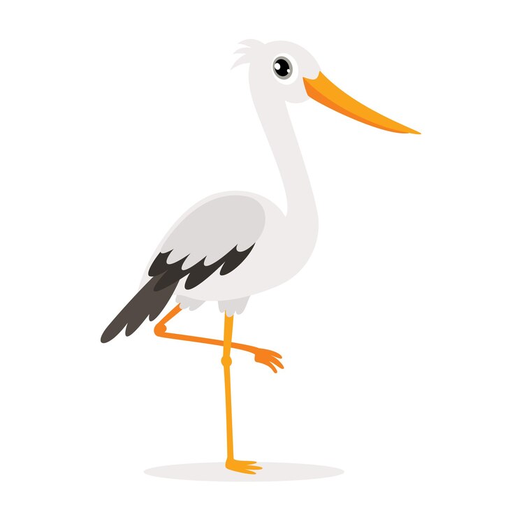 dessin animé, dessin, de, a, cigogne