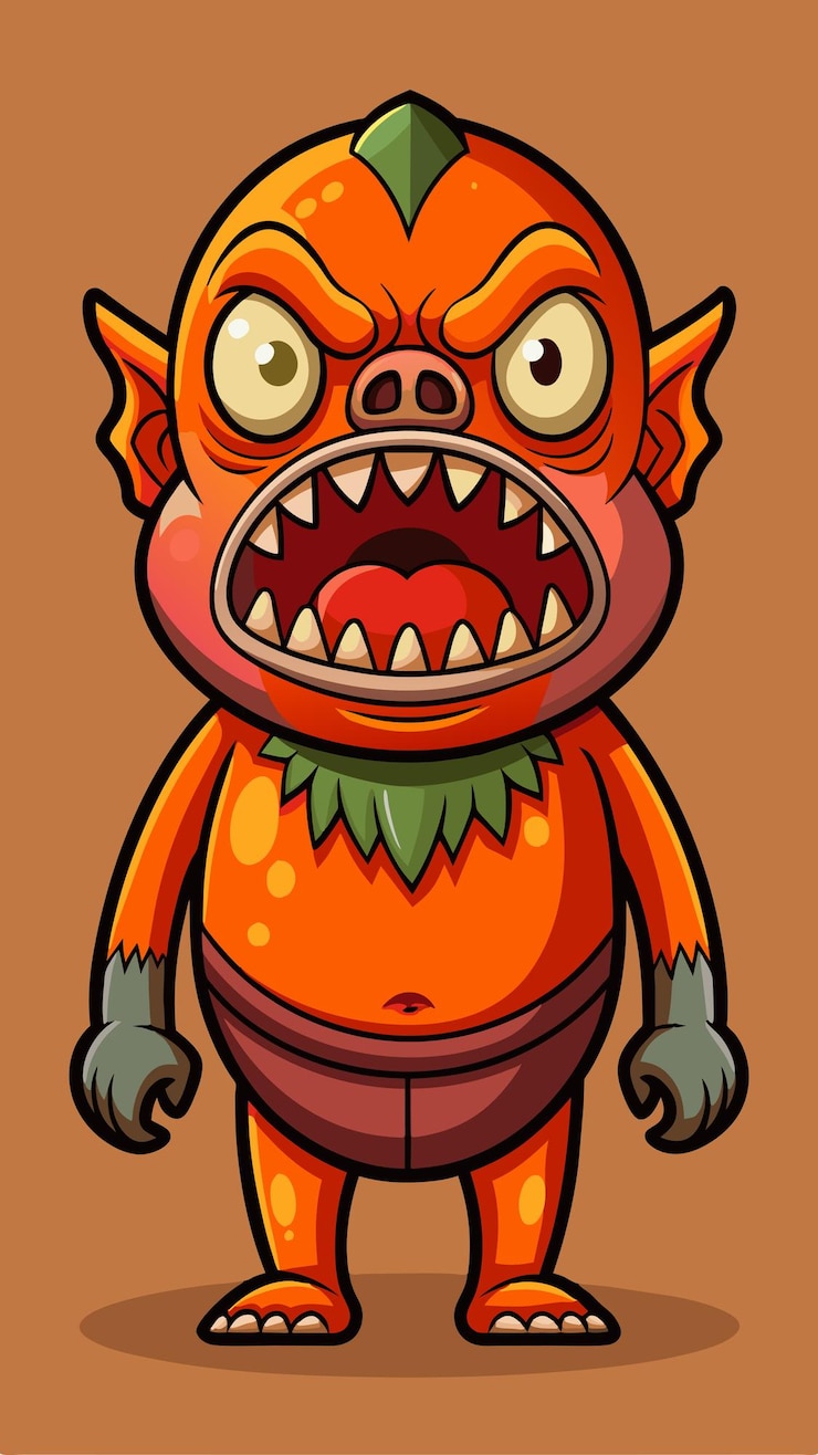 Vecteur un dessin animé d'un diable avec une grande bouche et de grandes dents