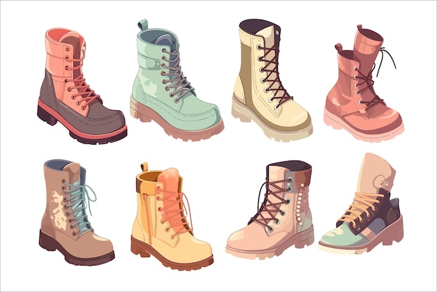 Vecteur dessin animé différentes chaussures isolées sur fond illustration vectorielle de dessin animé