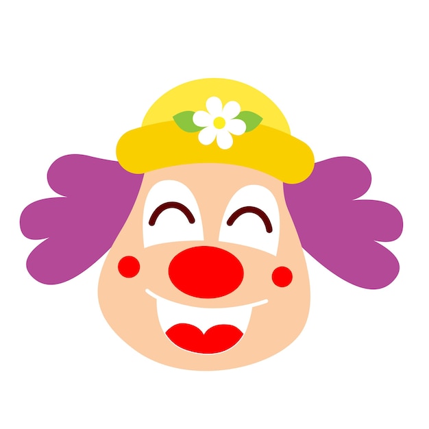 Dessin Animé Doodle Tête De Clown émotionnel Avec Chapeau, Illustration Vectorielle.