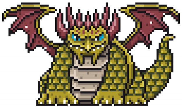 Dessin Animé Dragon Pixel Design