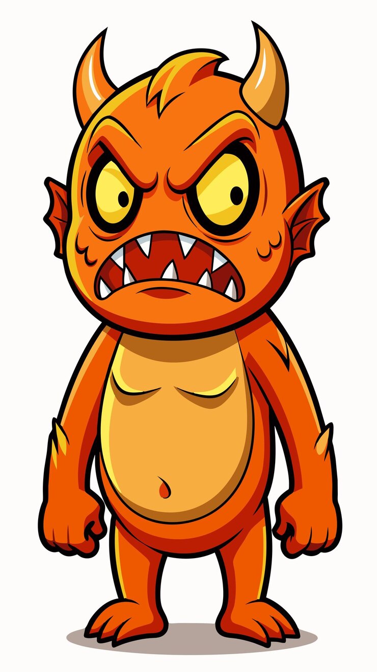 Vecteur un dessin animé d'un dragon rouge avec des yeux jaunes