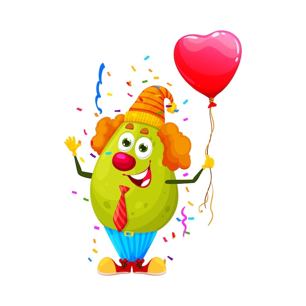 Dessin animé drôle personnage de fruit de goyave sur la fête d'anniversaire célébration de vacances Anniversaire félicitant la célébration de vacances ou la fête d'anniversaire personnage de vecteur de fruits mignon en costume de clown