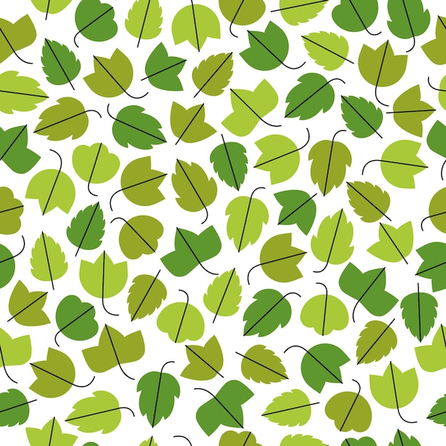 Un Dessin Animé élégant Laisse Un Motif Vectoriel Harmonieux, Un Fond D'écran Sans Fin Ou Un échantillon De Textile Avec Un Thème De Vie Printanière Floral Et Vert.